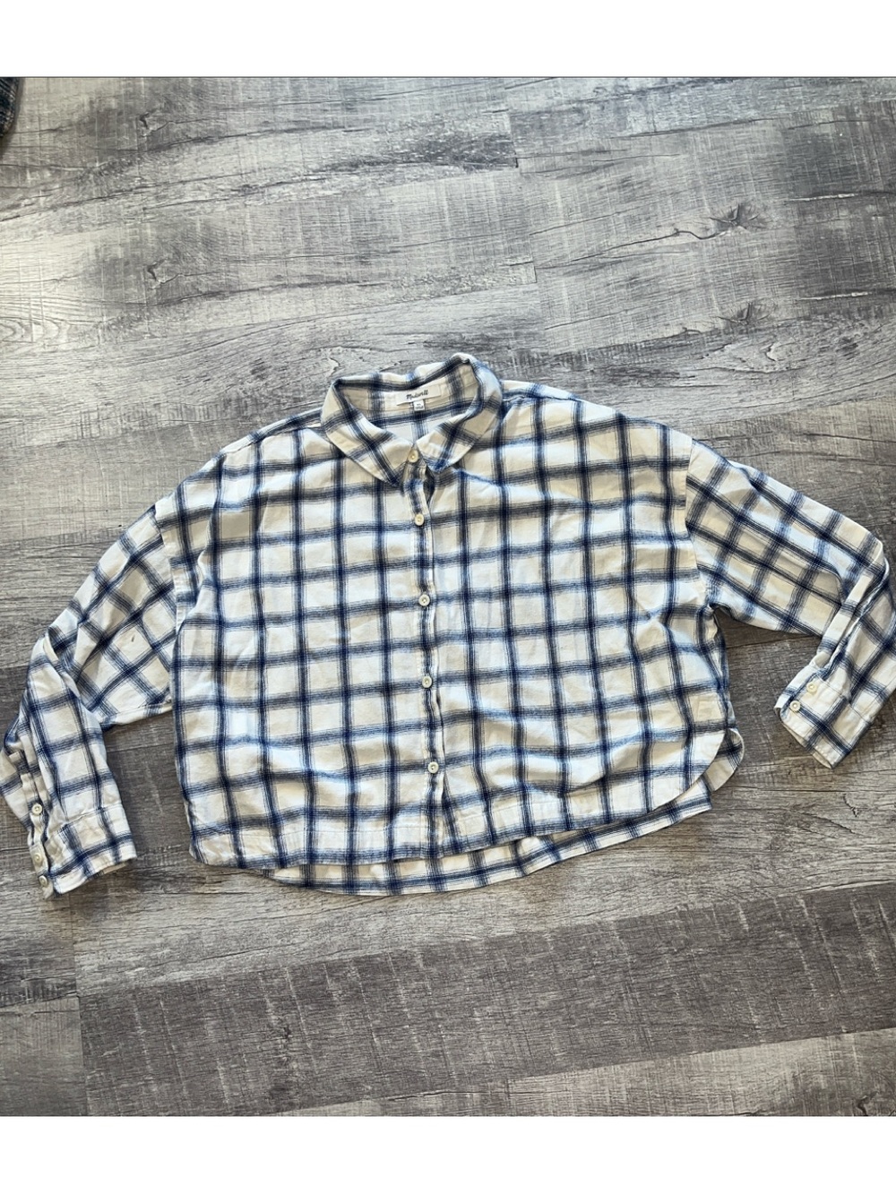 Madewell Cropped Long Sleeve Plaid Shirt